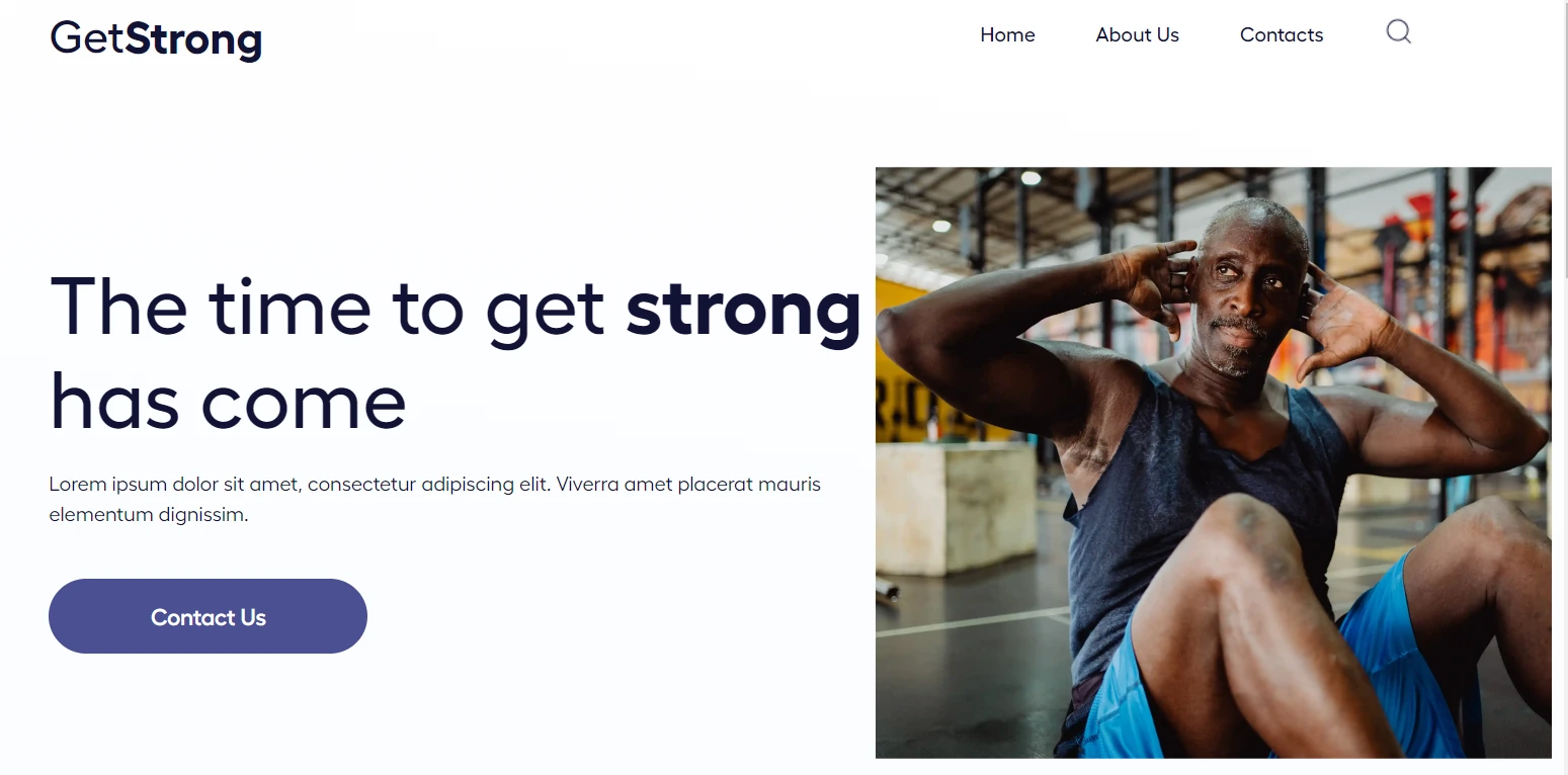 Top portion of GetStrong website
