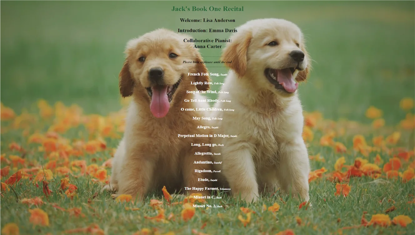 Music Recital Program